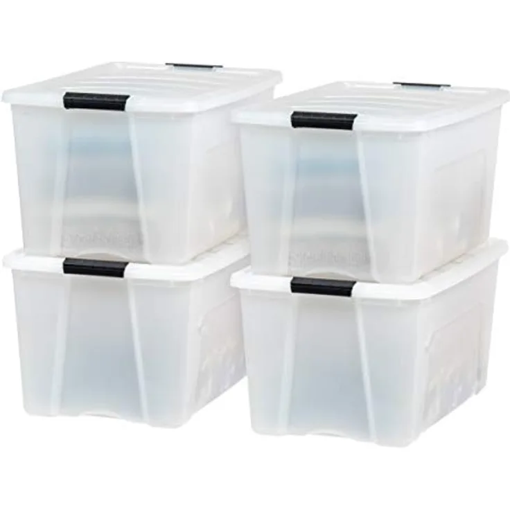 Iris USA, Inc. TB Aufbewahrungsbehälter aus Kunststoff, mit robustem Deckel und sicheren Verriegelungsschnallen, Perle (Pearl), 72 Qt. -4 Pack, 4