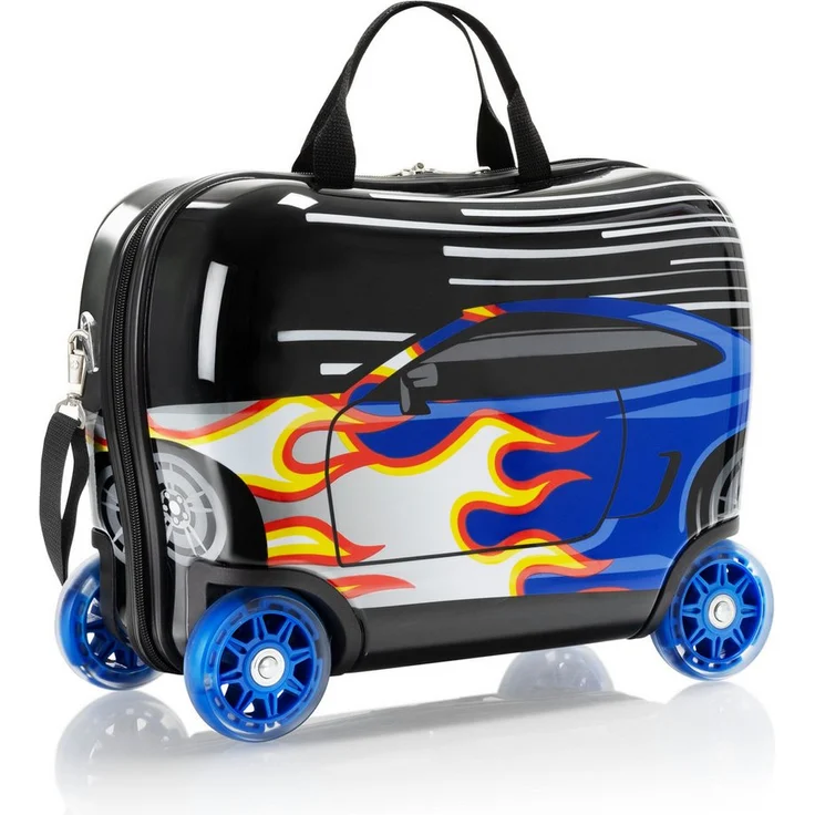 Heys Kinderkoffer Kids Ride-On, 16 cm, 4 Rollen, Marienkäfer, Feuerwehrauto, Kutsche, Rennwagen - Polycarbonat-Verbundwerkstoff, Leichtgewicht, Inline-Skate-Räder mit bunten Lichtern – Bild 1