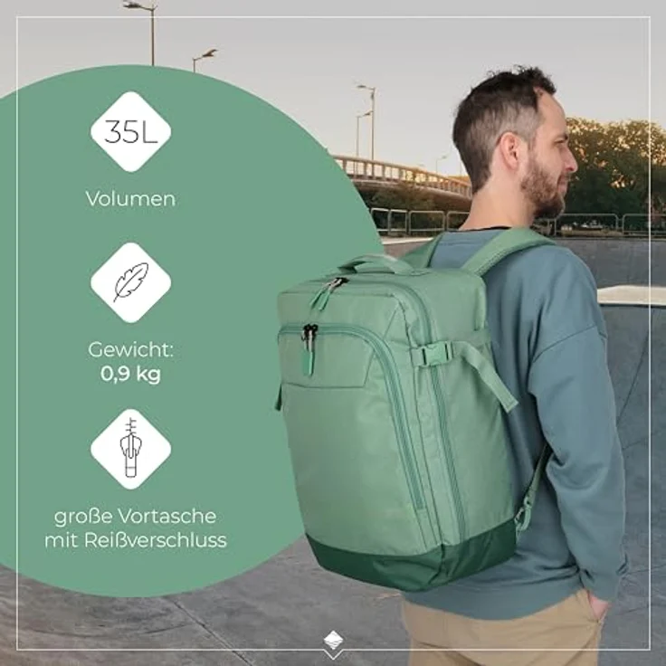 travelite KICK OFF Freizeitrucksack, geräumiger Rucksack für Sport und Freizeit, Handgepäck geeignet, Polyestergewebe, Schwarz mit Akzenten – Bild 3