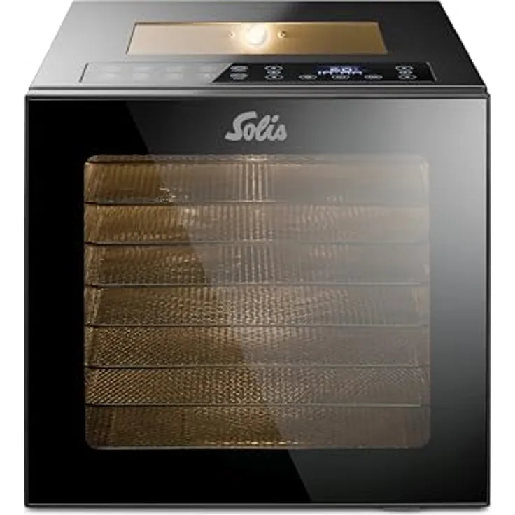SOLIS OF SWITZERLAND VitaDry Dörrautomat Typ 8210, 850 W, 8 Etagen, Edelstahlgitter, Touchdisplay mit 10 Programmen