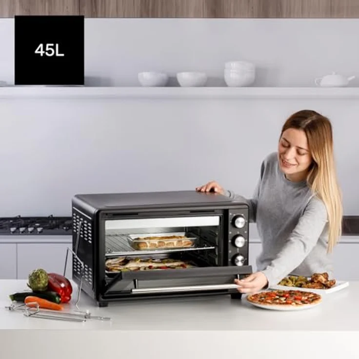 Taurus Elektrobackofen 45L, 2000W, 15 Funktionen mit Drehspieß und 90 Min Stay-On-Modus – Bild 2