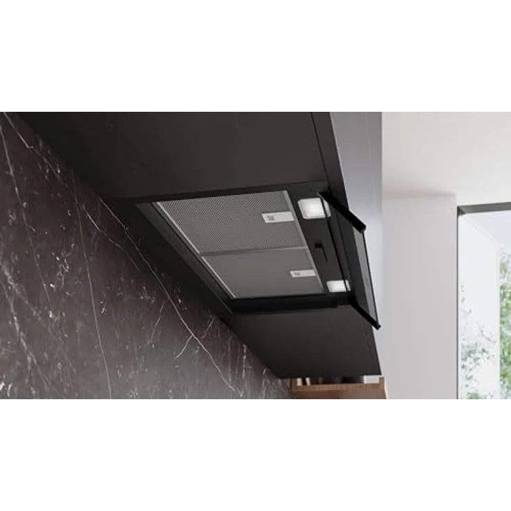 Siemens LJ65BCC60 iQ300, Integrierte Designhaube, 60 cm, Leiser Motor, Doppelfiltersystem, Klarglas, Schwarz Matt – Bild 3