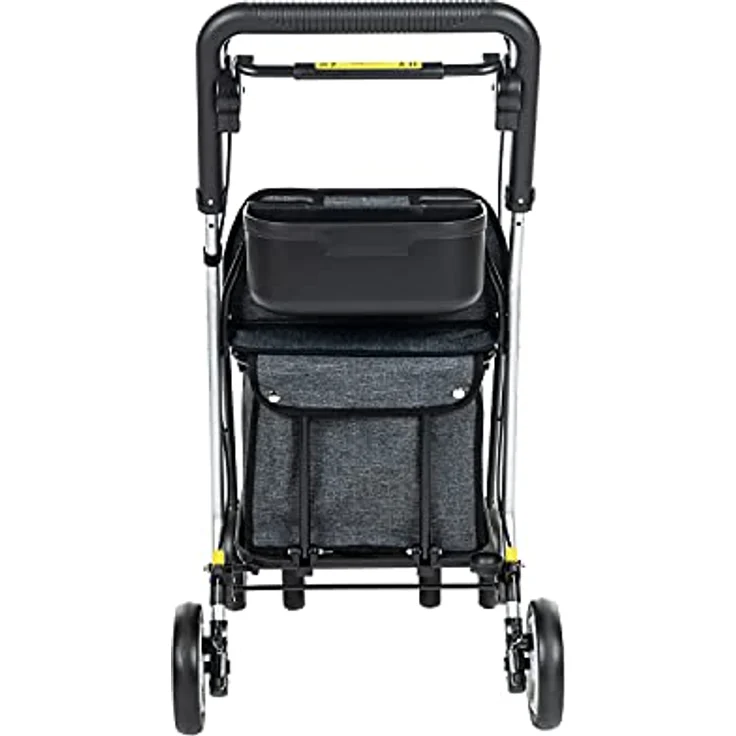 Carlett - Einkaufstrolley Rollator mit 4 Rädern und Sitz, Zusammenklappbarer Einkaufswagen mit herausnehmbarer Einkaufstasche 29L/15kg, Lett800 Senior Comfort, Azurro – Bild 4