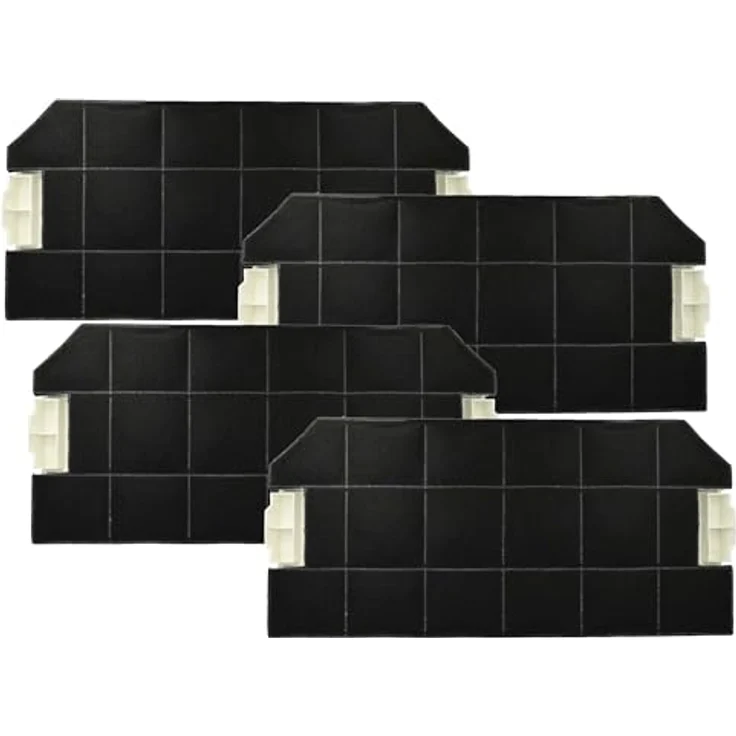 vhbw 4x Aktivkohlefilter für Bosch DHZ3305 Dunstabzugshaube, geruchsneutralisierend, 49,6 x 23 x 3 cm, schwarz/weiß – Bild 1
