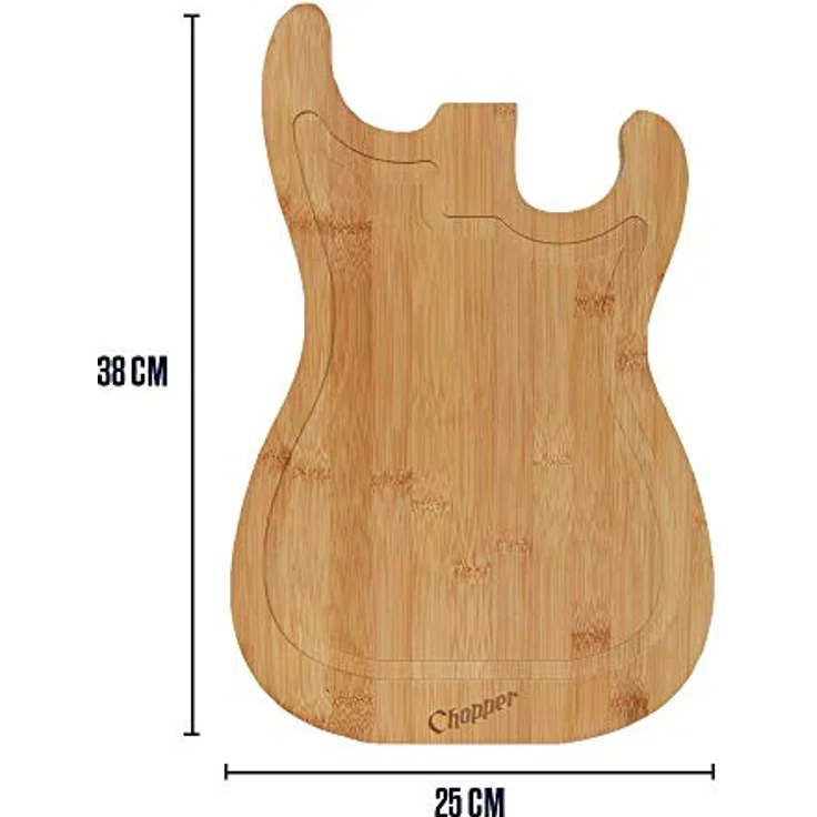 mikamax - Schneidebrett für Gitarre aus Bambus – Guitar Cutting Board Bamboo – 25 x 1,5 x 38 cm – Küchenblock – Bild 2