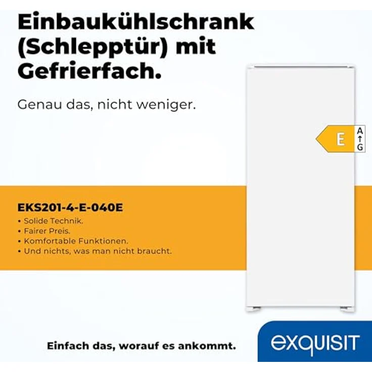 Exquisit Einbau-Kühlschrank EKS201-4-E-040E, 181 L, 4*-Gefrieren, Alarm, Weiß – Bild 2