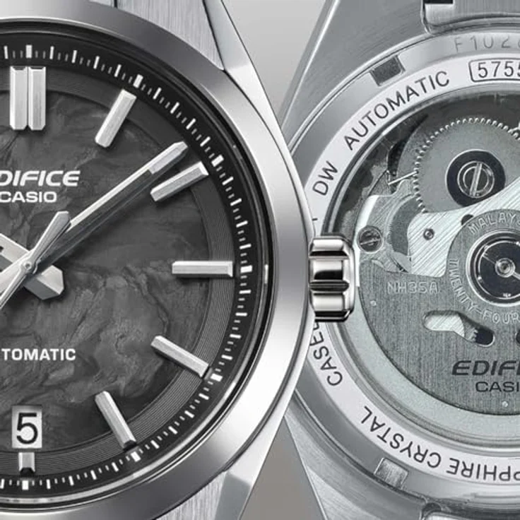 Casio Edifice EFK-100CD-1AER, Herrenuhr Automatik in Edelstahl/Schwarz mit Kratzfestem Synthetischen Saphirglas und Kalenderfunktion – Bild 4