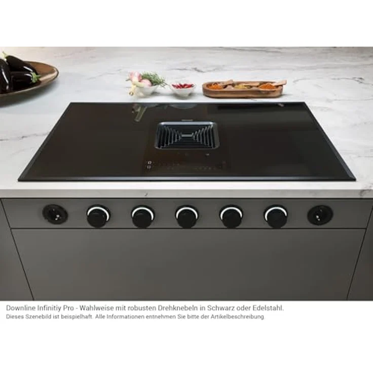 Berbel Set 1100086DLA Downline Infinity Pro BKA 90 DLIP Induktionskochfeld mit Dunstabzug, schwarz, flächenbündig, 9 Leistungsstufen, praktische Clever Cook-Funktionen – Bild 6
