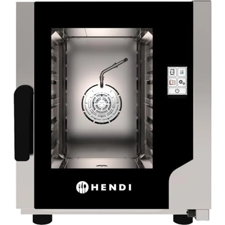 HENDI Kombidämpfer Simple Touch, 5x GN2/3, Heißluft- und Dampfbackofen, 99 programmierbare Einstellungen, Edelstahl, 230V/3200W