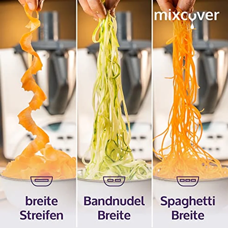mixcover verbesserter Spiralschneider Gemüsenudeln herstellen mit Ebook Rezeptheft kompatibel mit Vorwerk Thermomix TM31 Gemüsepasta Gemüsehobel gemüsereibe elektrisch GemüseStyler – Bild 5