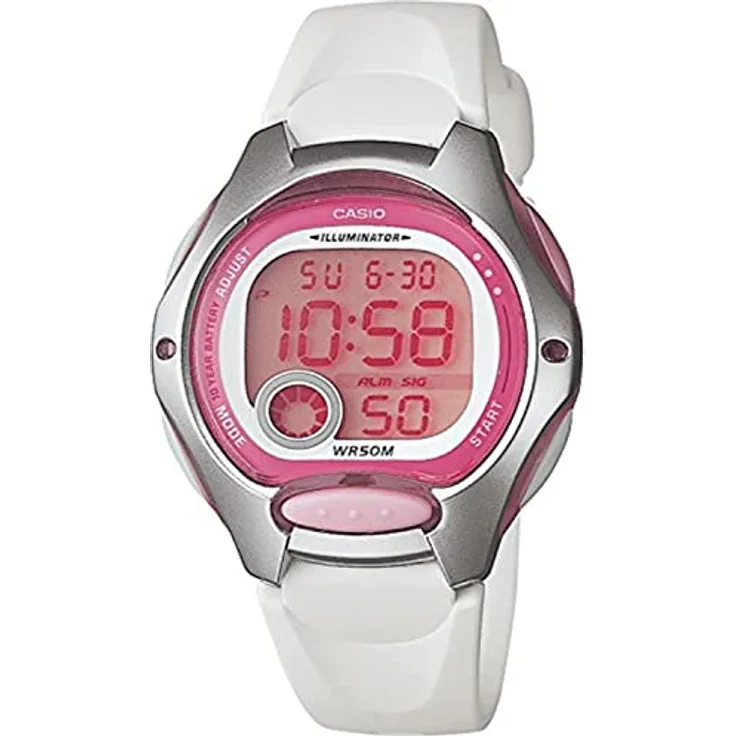 Casio LW-200-7AVDF Damen-Armbanduhr, Quarz, digital, Alarm, Stoppuhr, Beleuchtung, Armband aus Gummi, Weiß