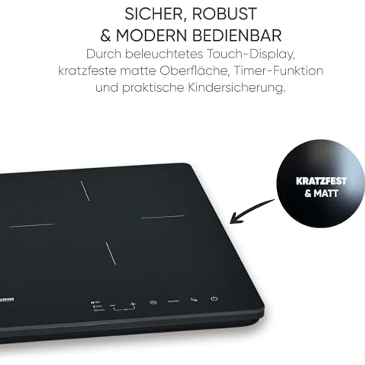 SEVERIN DK 1033 Doppel-Induktionskochplatte, 2 Kochfelder mit Touch-Display, 10 Leistungsstufen, schwarz – Bild 5