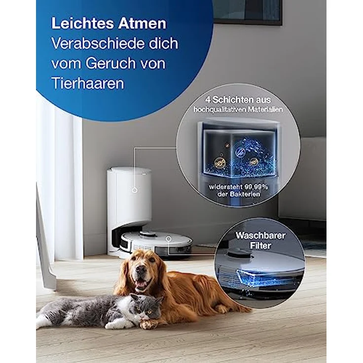 ECOVACS DEEBOT N10 PLUS Staubsaugerroboter mit Wischmopp 4300Pa, Auto-Absaugstation, bis zu 300 min/400 m², TrueMapping 2.0 dToF Laser Navigation, Teppich-Erkennung, individuelle Reinigung nach Zonen – Bild 4