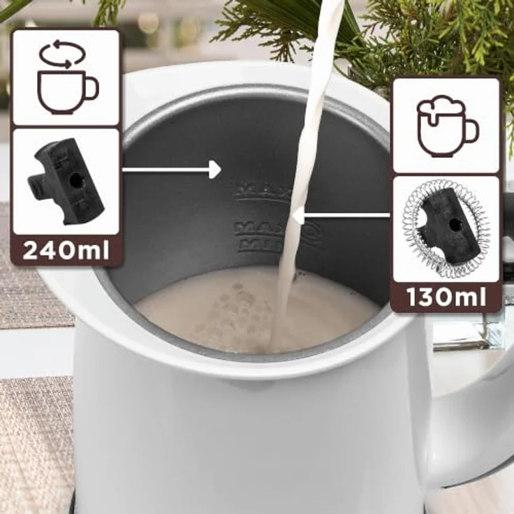 Duronic MF130 Milchaufschäumer, Automatischer Milchaufschäumer mit 240 ml Behälter und Induktionstechnologie – Bild 2