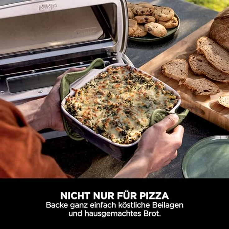 Ninja MO201EU, 4-in-1 Outdoor-Elektro-Pizzaofen und Heißluftfritteuse, für 30 cm Pizzen, Edelstahl, 370 °C – Bild 5