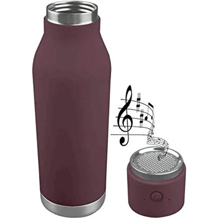 Asobu Wireless Bottle, isolierte Trinkflasche mit Lautsprecher, burgunder, 0.5 L – Bild 2