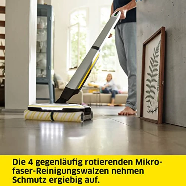 Kärcher Hartbodenreiniger FC 7 Cordless Extra, kabelloser Bodenreiniger mit 4 rotierenden Mikrofaserwalzen, Akkulaufzeit: ca. 45 min, Flächenleistung pro Akkuladung: ca. 135 m², exklusiv bei Amazon – Bild 3