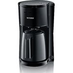 SEVERIN Filterkaffeemaschine mit Thermokanne, Kaffeemaschine für bis zu 8 Tassen, ansprechende Filtermaschine mit Isolierkanne, schwarz, KA 9306