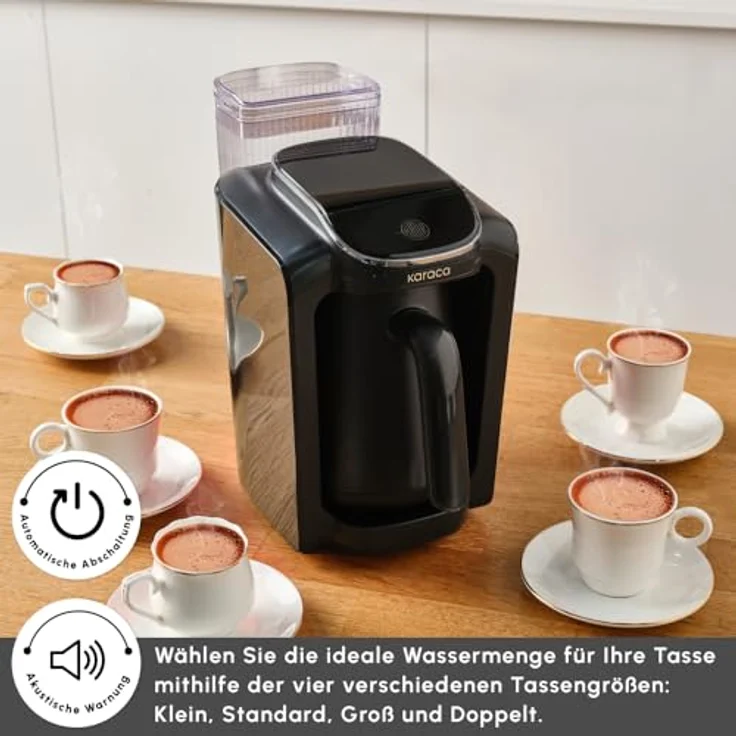 Karaca Hatır Aqua, Automatische Türkische Kaffeemaschine mit Wassertank, 735 W, 5 Tassen Kapazität, Schwarz – Bild 4