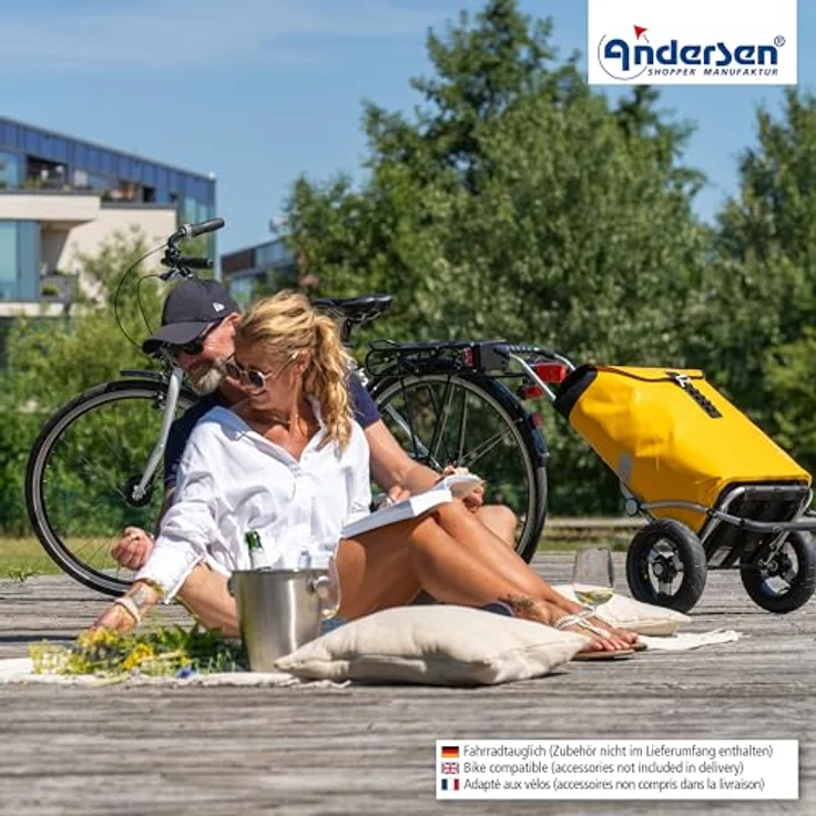 Andersen, Einkaufshilfe, Royal Shopper Ortlieb Einkaufstrolley 65 cm mit Lufträdern, Gelb - Wasserdichtes Material, abnehmbare Alurahmen-Tasche (49l), HängFix-Funktion, extra leicht laufende Lufträder, Gesamtbelastungsgewicht von 50kg – Bild 6