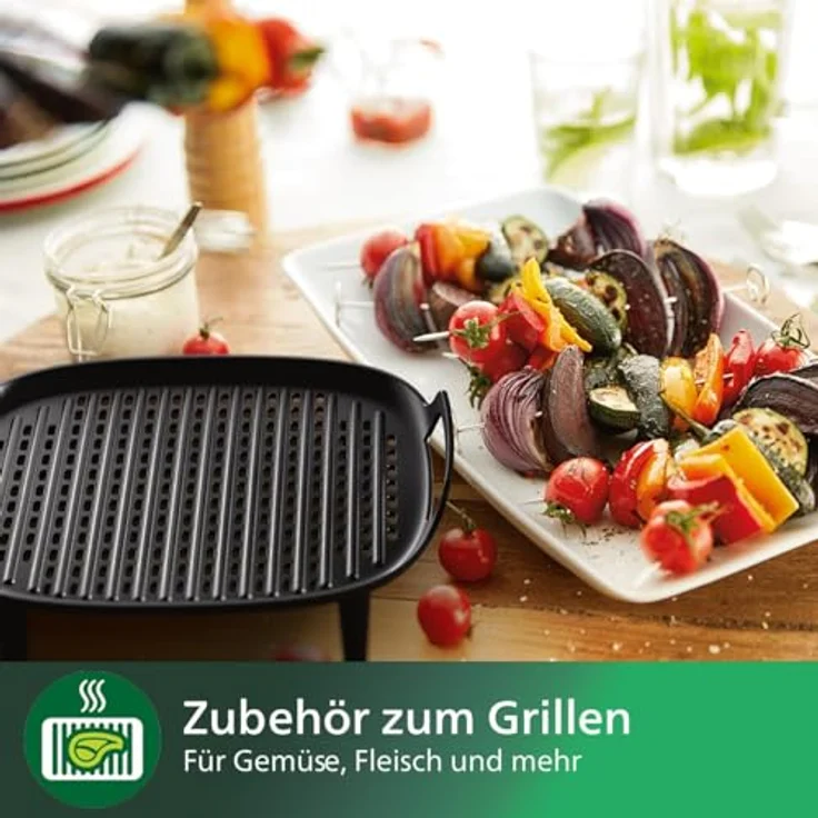 Versuni Philips Airfryer-Zubehör-Grillkit XXL, Antihaft-Grillplatte mit 6 Spießen, spülmaschinenfest, Rezept-App, schwarz (HD9959/00) - Preisvergleich – Bild 5