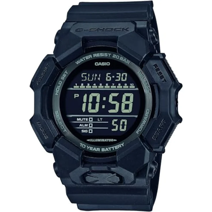 Casio G-Shock Classic Digital-Herrenuhr Schwarz GD-010-1A1ER, Stoppuhr, Alarm, Beleuchtung, Countdown – Bild 1