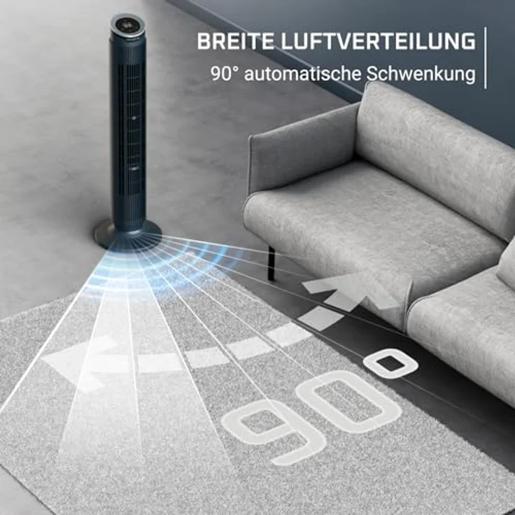 ROWENTA VU7050 Eole Silence Force, Turmventilator in Blau mit 39 Watt, 12 Geschwindigkeitsstufen, extrem leise (20 dB), integrierter Aromadiffusor und Fernbedienung – Bild 6