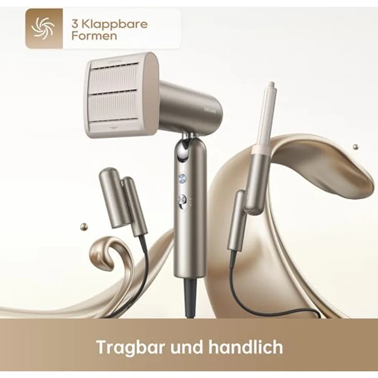 Dreame Pocket Hochgeschwindigkeits-Haartrockner, 3 Klappbare Formen, 300g, 110.000U/min Motor, 300 Millionen negative Ionen pro cm³, 57 °C konstante Temperatur, 40-Sekunden-Trocknung, Gray – Bild 2