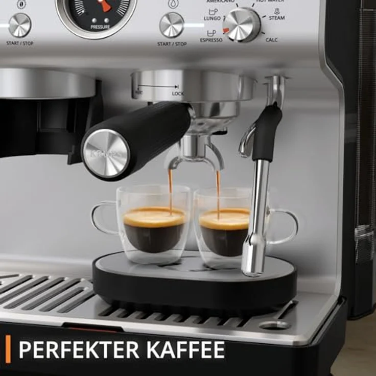 Krups Siebträgermaschine Precision, mit Edelstahl-Mahlwerk, intuitiver Bedienfläche, Pre-Infusion-Einstellungen, Schwarz – Bild 3