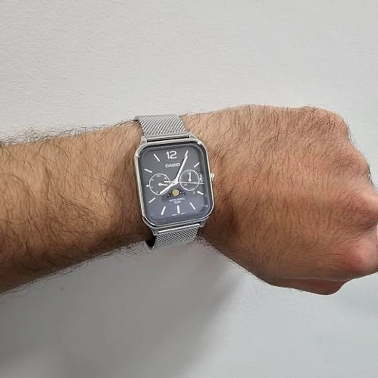 Casio Watch MTP-M305M-8AVER, Silber Edelstahlband, Kalenderfunktion, Mondphasenanzeige – Bild 4