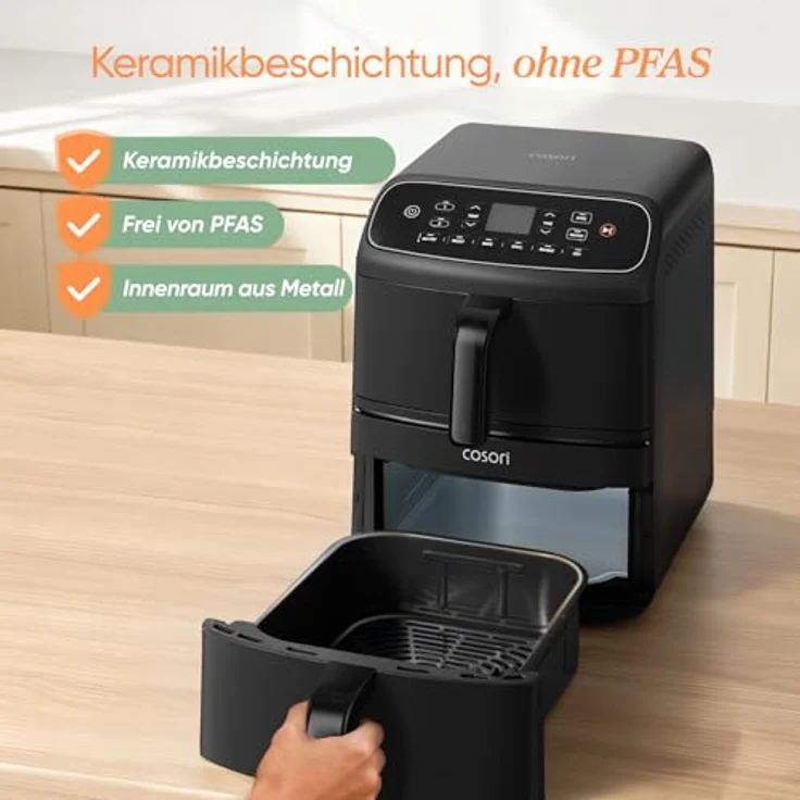 COSORI Turbo Tower Compact, Heißluftfritteuse mit 2 Kammern, 8,6 L, PFAS-freie Keramikbeschichtung, intelligente Temperatursteuerung, Doppelkammer-Design – Bild 2