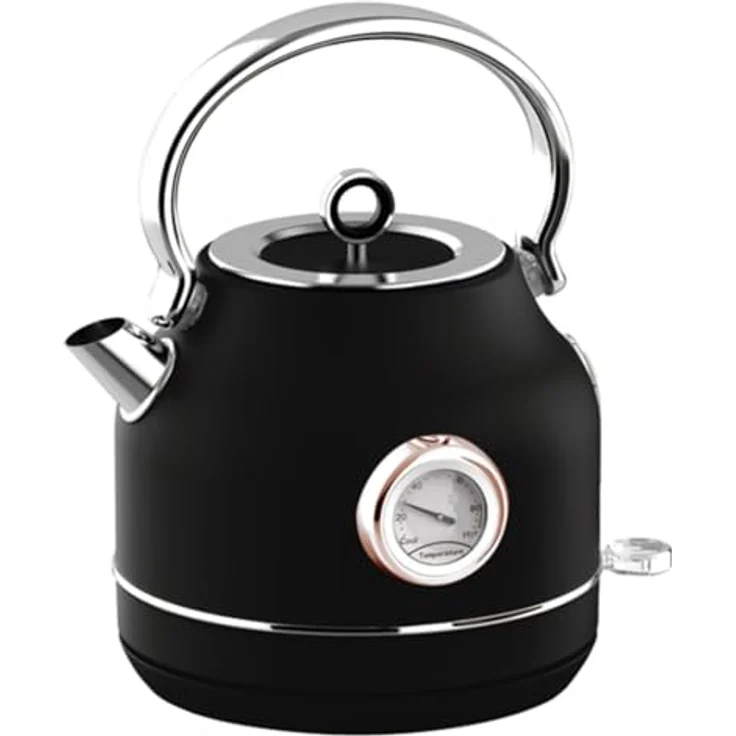 Berlinger Haus 1,7 Liter Wasserkocher mit Thermometer Bh-9513 56093, Schwarz/Roségold, 360° drehbarer Sockel, BPA-frei – Bild 1