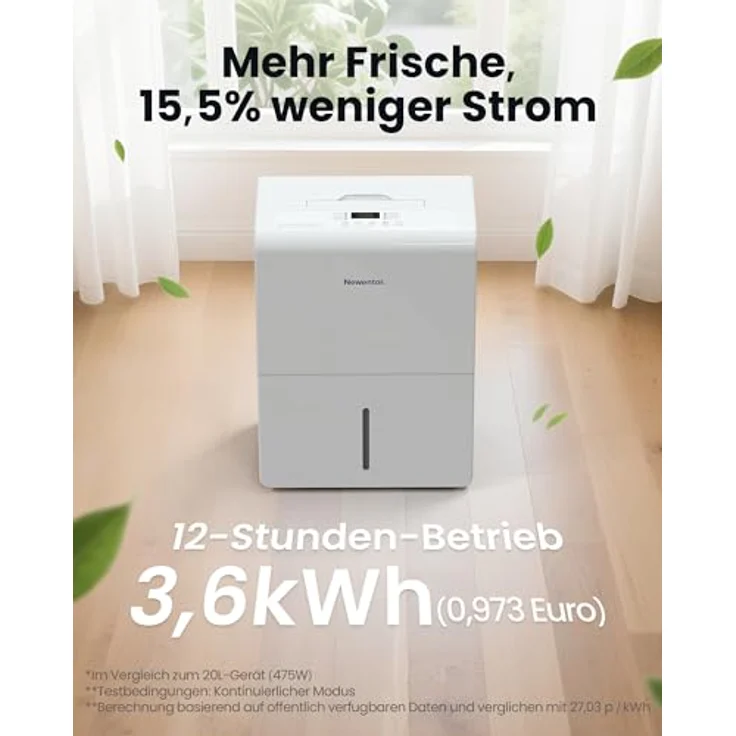 Newentor Luftentfeuchter 25L/24h, für 215m³/80m² Räume, 3-fach Geräuschreduktion, stromsparender Chip, 10 Jahre Garantie – Bild 4