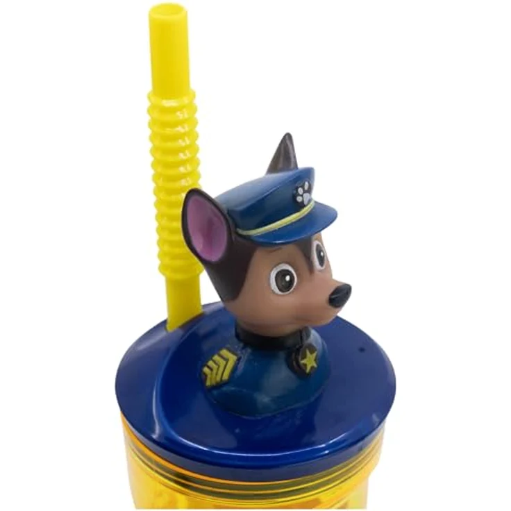PAW PATROL 3D Trinkflasche Becher, 360 ml mit Strohhalm und Figurdeckel für Kinder – Bild 4