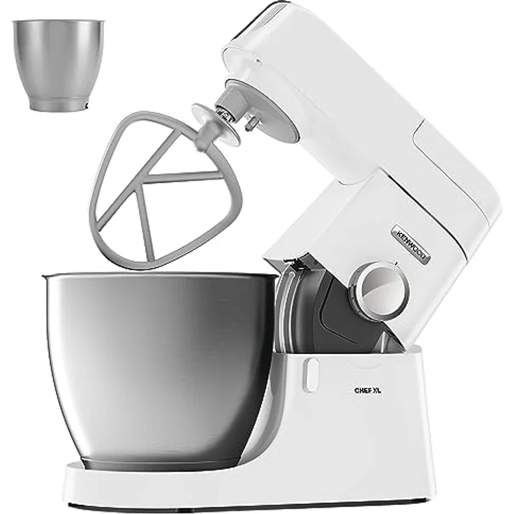 Kenwood Chef XL KVL4101W Küchenmaschine, 6,7 l Edelstahl Schüssel, Interlock-Sicherheitssystem, 1200 Watt, inkl. 3-Teiligem Patisserie-Set und Zweitschüssel, Weiß – Bild 1