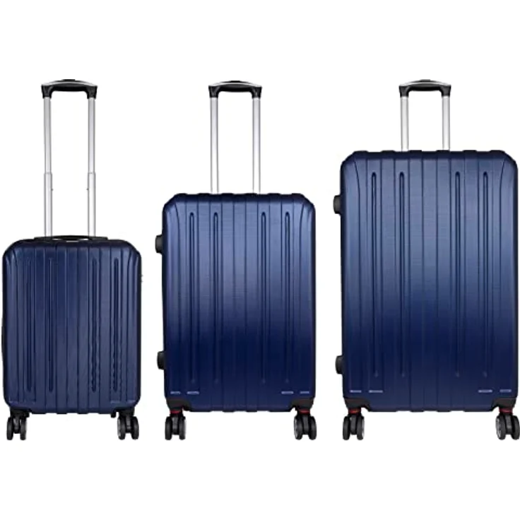 Trendyshop365 Koffer-Set 3-teilig Hartschale Dallas, mit 4 Rädern und Zahlenschloss, Blau, inkl. Handgepäcktrolley (38 Liter), Citykoffer (66 Liter) und Reisekoffer (95 Liter) – Bild 2
