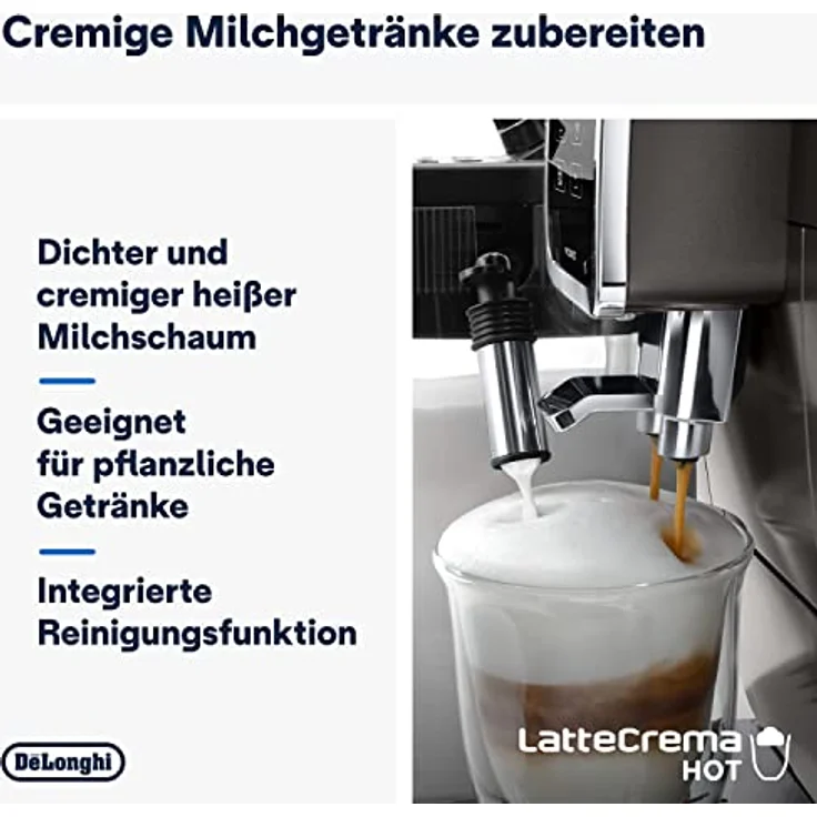 De'Longhi Dinamica Plus ECAM 372.95.TB Kaffeevollautomat mit LatteCrema Milchsystem, Cappuccino und Espresso auf Knopfdruck, Touchscreen Farbdisplay, Appsteuerung, Kaffeekannen-Funktion, Titan/Schwarz – Bild 4