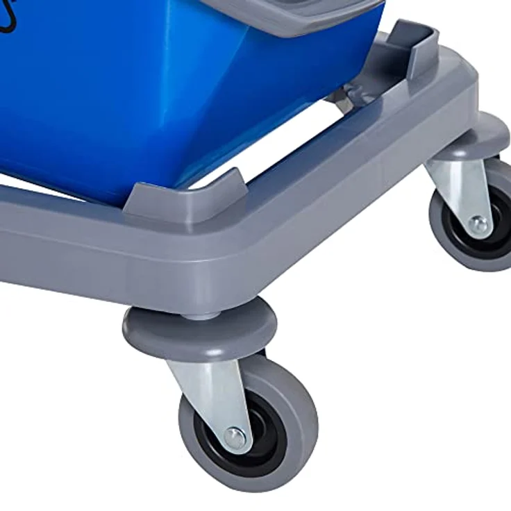 HOMCOM Putzeimer Wischwagen mit 2 Eimern, Metall und Kunststoff, inklusive Auswringer und 4 Rollen, für Heim und gewerbliche Nutzung – Bild 9