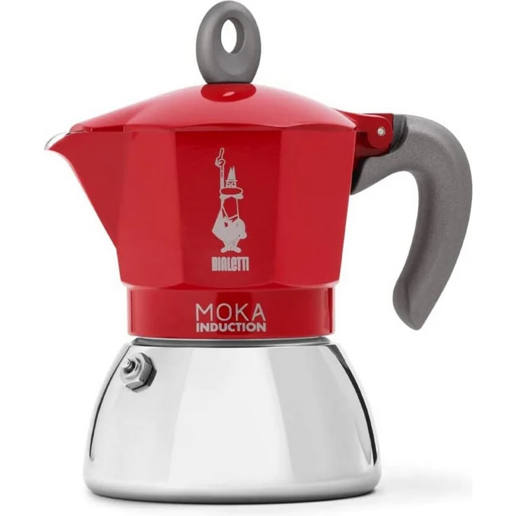 BIALETTI New Moka Induction, Kaffeebereiter für Induktion, Aluminium/Stahl, 4 Tassen, rot
