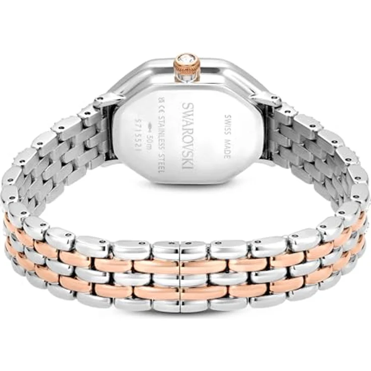 Swarovski Dextera Octagon Uhr, Swiss Made mit Metallarmband in Silber und Roségold-Finish, 46 Kristalle, wasserdicht bis 50 Meter – Bild 3