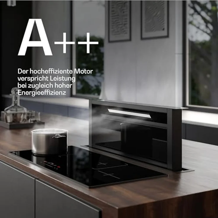 Klarstein Velaire Dunstabzugshaube 90cm - A++ Downdraft, 906 m³/h Luftstrom, Touch-Bedienung, LED, Schwarz, Spülmaschinenfester Filter – Bild 5