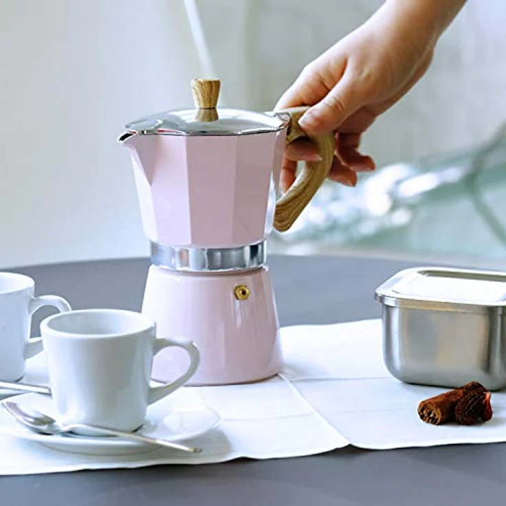 Gnali & Zani VEZ003-IND-PINK Venezia - Esspressokocher, rosa, 3 Tassen Espressokocher, Aluminium – Bild 5
