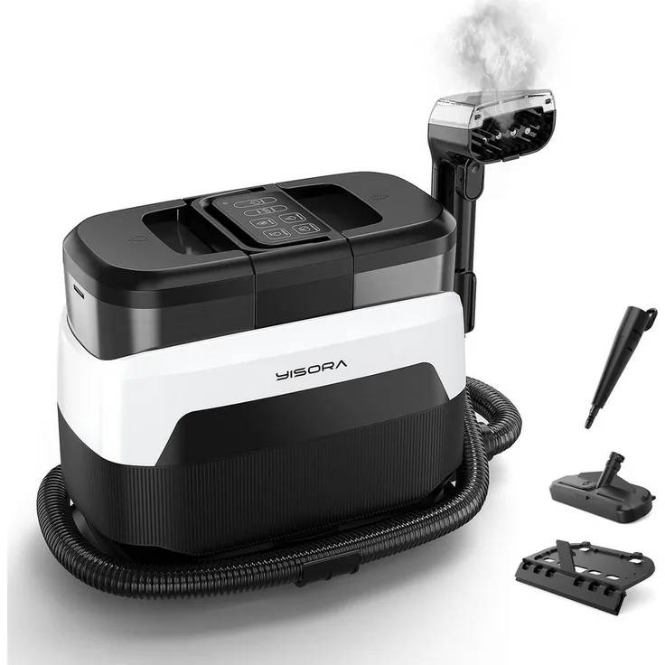 Grenintol Teppichreinigungsgerät W08, Waschsauger mit 1650 W, 35 kPa Saugleistung, verstellbare Dampftemperatur 65°C–100°C, 4 Reinigungsmodi, hygienische Tiefenreinigung für Teppiche und Polster