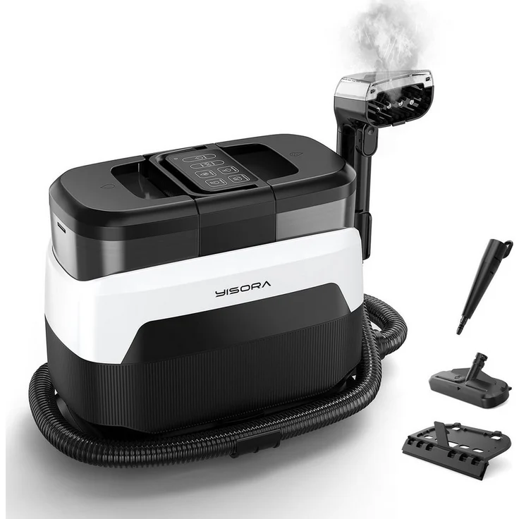 Grenintol Teppichreinigungsgerät W08, Waschsauger mit 1650 W, 35 kPa Saugleistung, verstellbare Dampftemperatur 65°C–100°C, 4 Reinigungsmodi, hygienische Tiefenreinigung für Teppiche und Polster