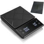 BlingBin USB Wiederaufladbare Küchenwaage, Digitale Kaffeewaage mit Timer, 3kg/0,1g, LCD-Display, Schwarz