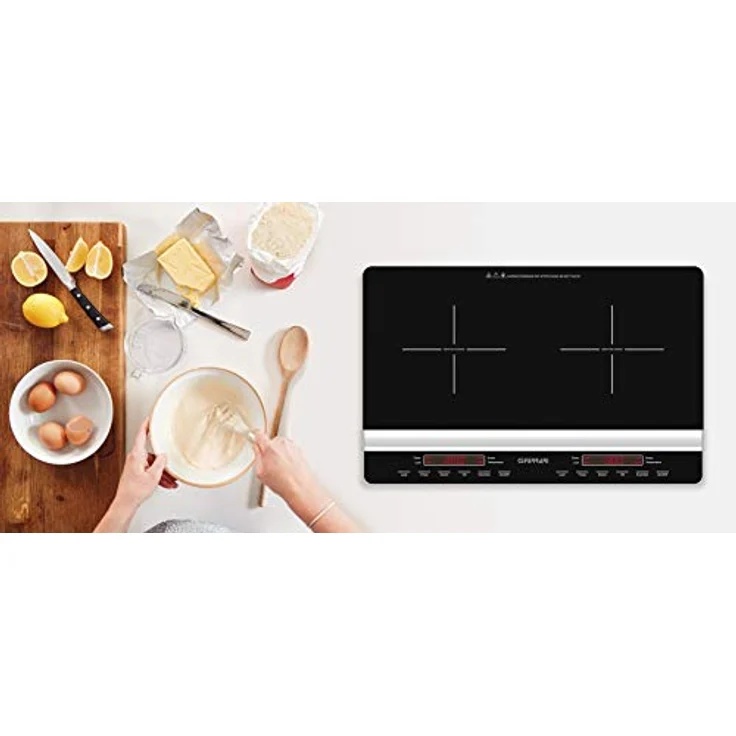 G3 Ferrari G10138 Doppel-Induktionsplatte "Dinamiko Duo", 3100 W, gehärtetes Glas, super dünn, schwarz – Bild 4