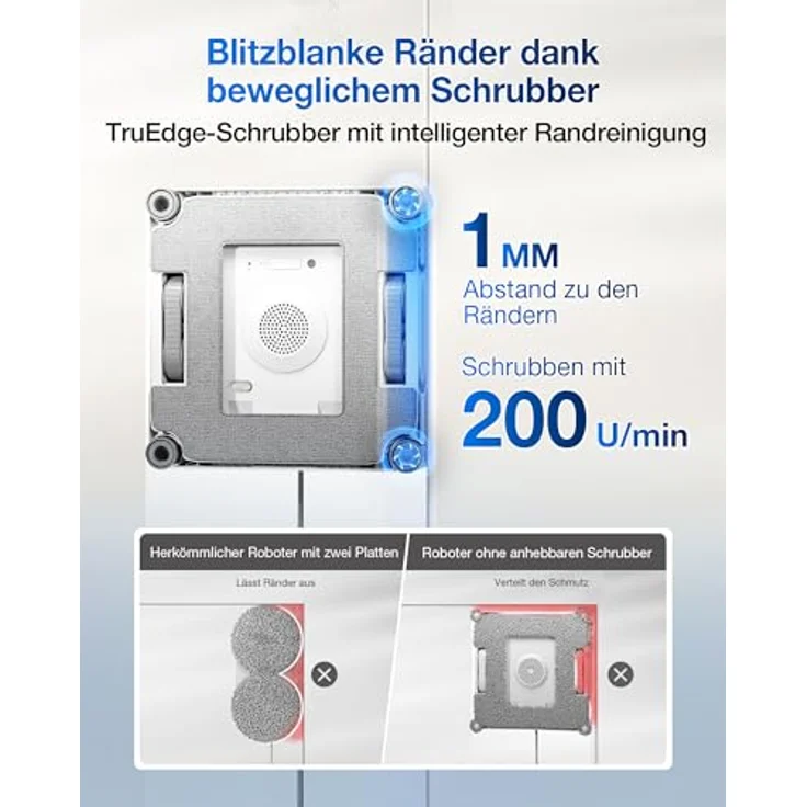ECOVACS WINBOT W2S Omni, Fensterputzroboter mit TruEdge™-Technologie, 6-in-1-Multifunktionsstation, 3 Wasserdüsen, 12-stufiges Schutzsystem, schwarz – Bild 3