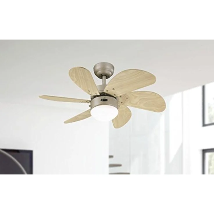 Westinghouse Lighting 76 cm Deckenventilator Turbo Swirl 78158 mit Einzelleuchte und sechs Flügeln, Ausführung in Titan mit Opalmilchglas – Bild 3