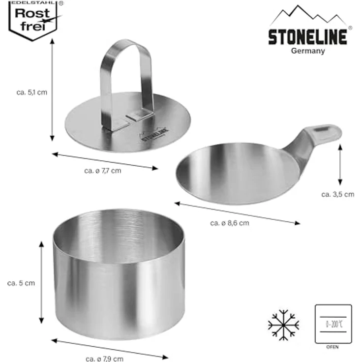 STONELINE Dessert- und Speiseringe Set, 8-teilig, Edelstahl – Bild 2