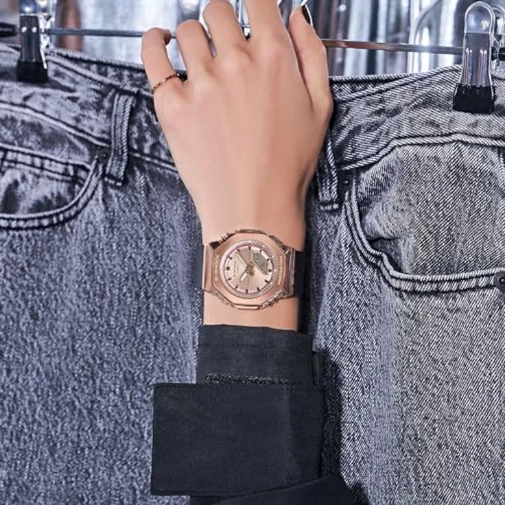 Casio G-Shock Damenuhr Schwarz/Roségold GM-S2110PG-1A4ER, Alarm, Stoppuhr, Im Dunkeln leuchtend – Bild 6